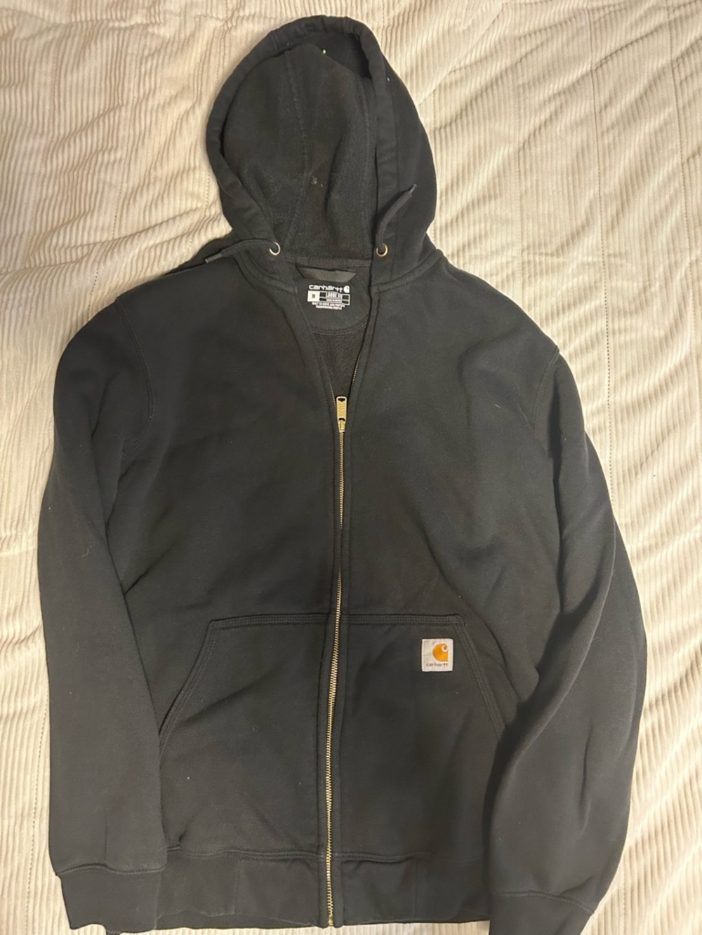 Carhartt Hoodie Mens M Black Full Zip Hooded Sweatshirt Midweight Loose Fit